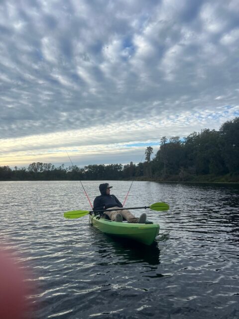 My grandson Caleb and me took the kayaks out to fish on the lake today. Even though it was cold, according to Florida standards (55 degrees), were we able to catch a few bass. Plus it was fun just hanging out with him. He is a good man. 

#fishing #bassfishing #kayaks #kayakfishing #lakelife 
Caleb Pierce