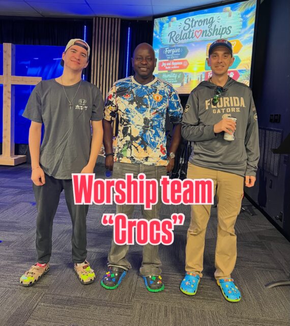 Some of our worship team love to wear their crocs!
From left to right; Derek (drums), Peter (bass), and Ross (webcam).
#crocs #worship #praise #music #team
“What We Do” is a song written and produced by The Harbor worship leader @djtimjrich
@mia_napoli_23 @njburkettlz @derek_f.0207 @crocs