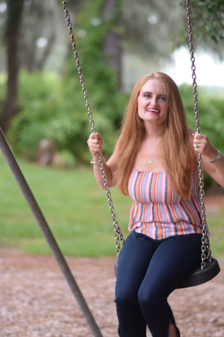 Moms meet at a park in Starkey Ranch, Florida for the MOPS meeting at The Harbor Church.