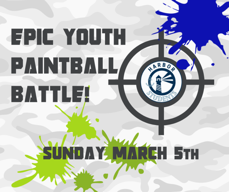 The Harbor Church Youth Group will host an EPIC paintball battle on Sunday, March 5, 2023. Join us in Tampa for the fun!