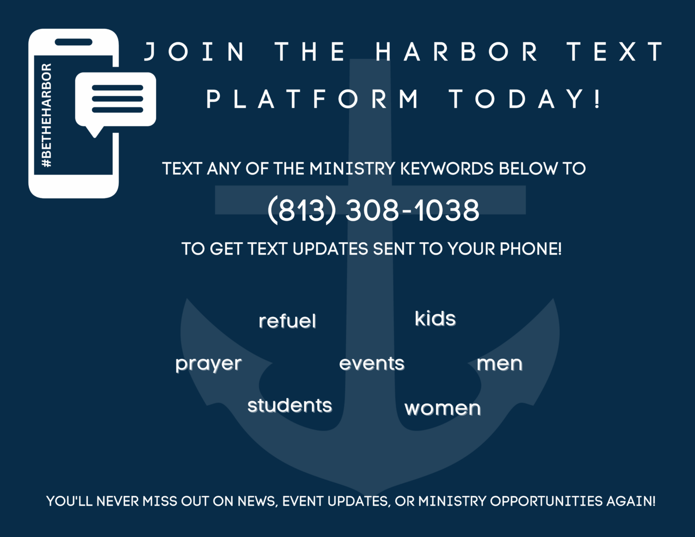 Text Message Updates Platform for the Harbor Church in Odessa, FL